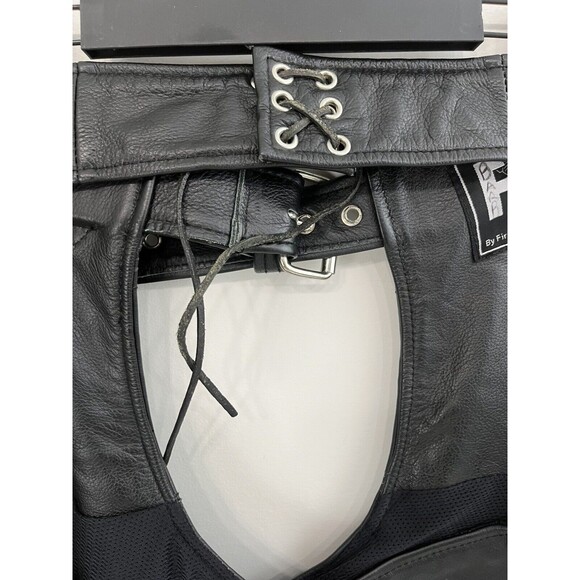 First Manufacturing Co Rally Riding Chaps FMC Black leather Biker Adj waist 2X - Picture 7 of 12